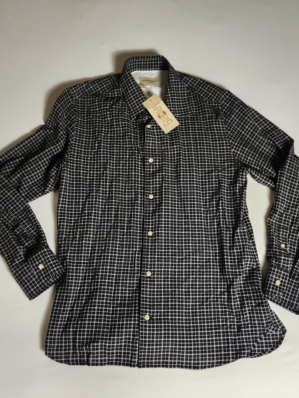 Officine Generale Giacomo Mini Check Shirt In Black-Ecru Men's M New